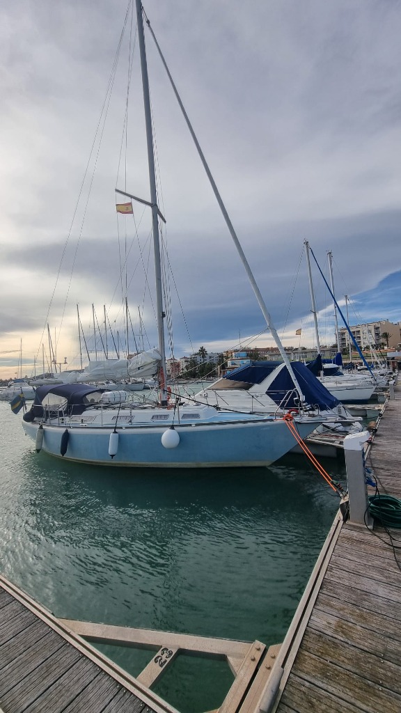 Fortissimo 33 sailing boat docked in the marina